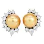 11mm Golden Southsea Pearl 18K White Gold Statement Earrings |Dover Jewelry|