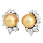 11mm Golden Southsea Pearl 18K White Gold Statement Earrings |Dover Jewelry|
