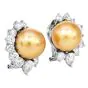 11mm Golden Southsea Pearl 18K White Gold Statement Earrings |Dover Jewelry|