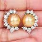 11mm Golden Southsea Pearl 18K White Gold Statement Earrings |Dover Jewelry|