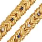 Van Cleef & Arpels Sapphire & Diamond Link Choker 18k Gold Necklace And Bracelets