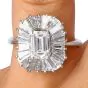 GIA Certified Emerald Cut Diamond Platinum Cocktail Ring|Dover Jewelry|