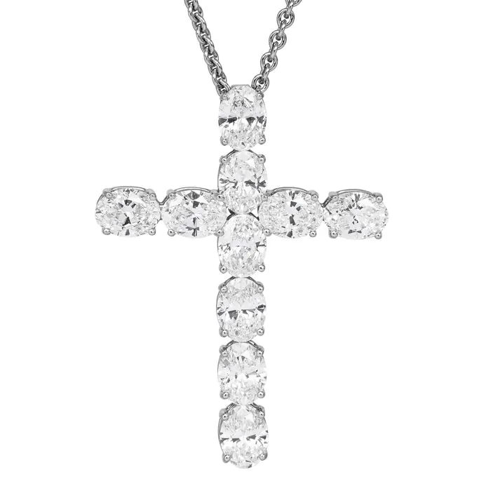 Cartier 7.18cts Platinum Diamond Cross Pendant Necklace