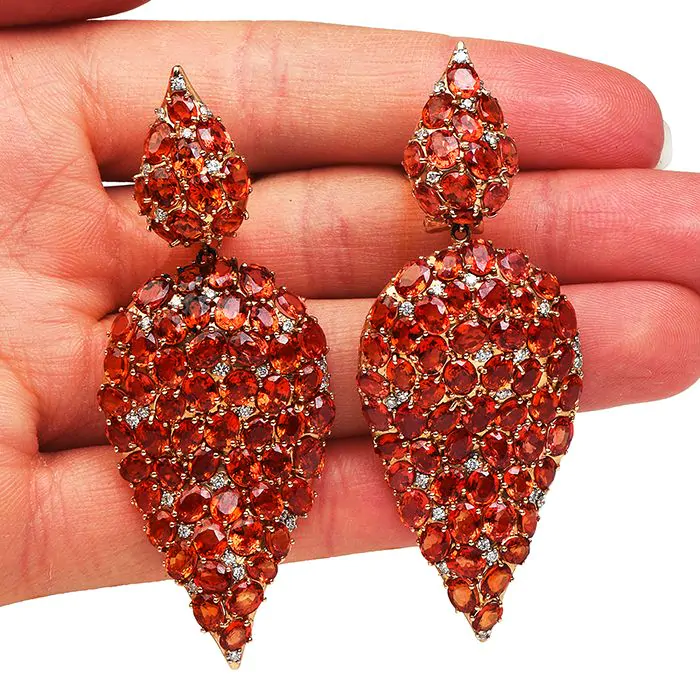 Orange Sapphire Earrings dover jewelry Estate Jewelry