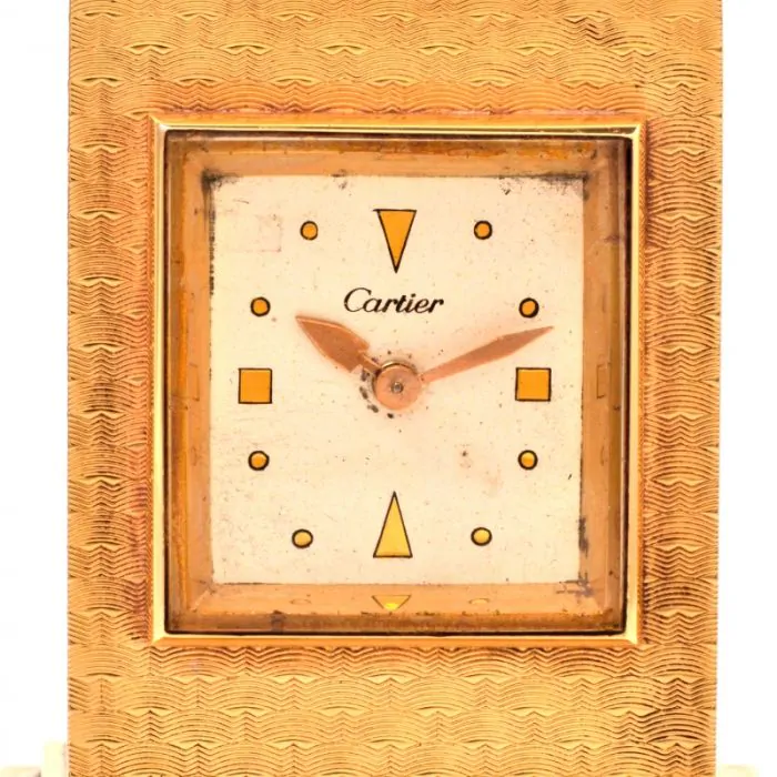 CARTIER Vintage 14K Gold Miniature Traveling Clock