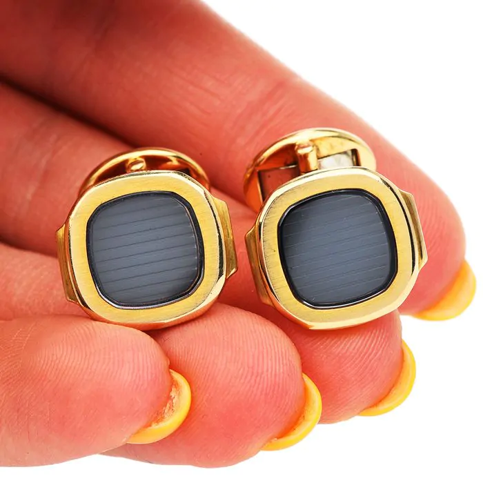 Patek Philippe Vintage Nautilus 18k Gold Balck Gray Cufflinks