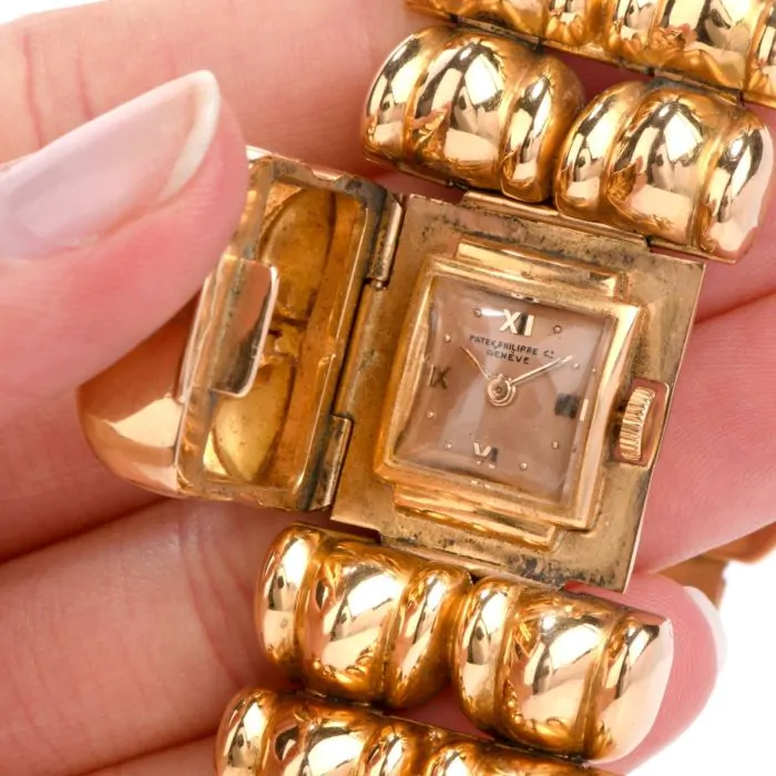 Vintage Patek Philipe 18K Gold Retro Covered Watch Bracelet