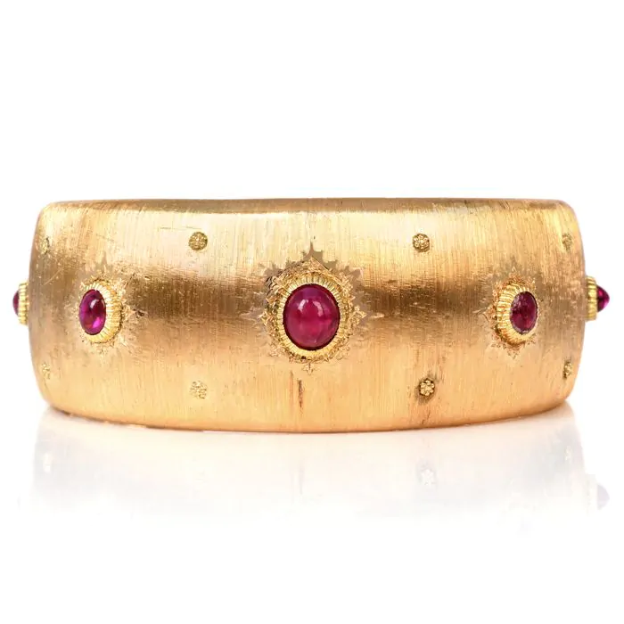 Mario Buccellati Cabochon Ruby Gold Cuff Dover Vintage
