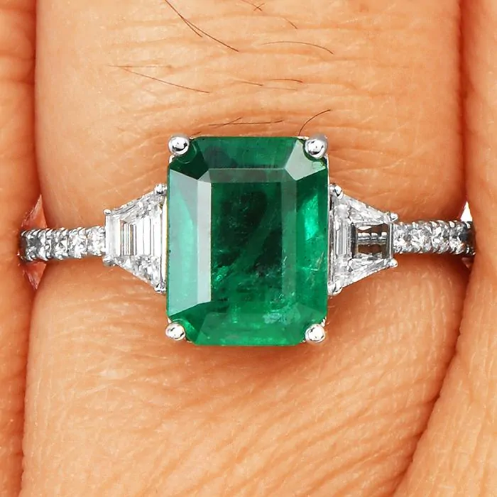 Dark green emerald engagement rings shop