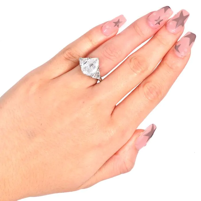 Cartier 5.45 Carat Pear Shaped Diamond Platinum Engagement Ring