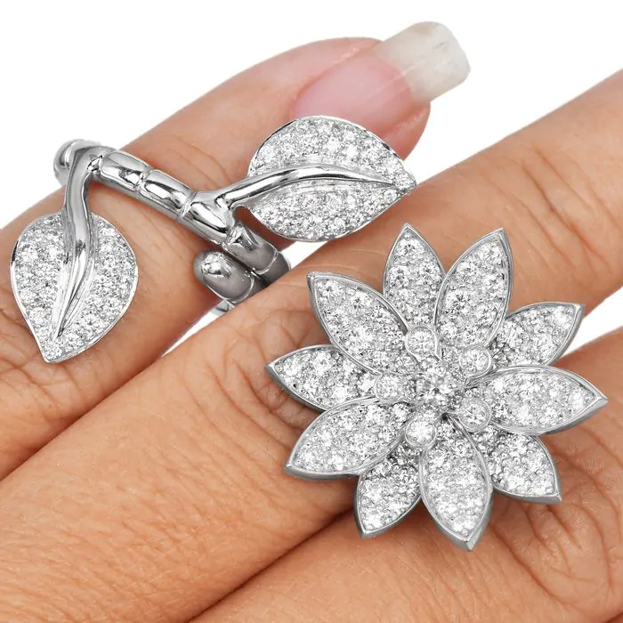 Van Cleef Arpels Lotus Between the Finger Ring Size 48 Box Paper