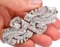 Vintage 12.82cttw Diamond Platinum Double Clip Brooch Pin