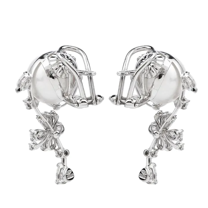 STEFAN HAFNER ステファン ハフナー vogue gioiello Stefan Hafner Diamond South sea Pearl 18K Gold Floral Earrings