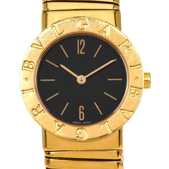 Bvlgari Tubogas 18K Yellow Gold Black Dial Swiss Ladies Watch