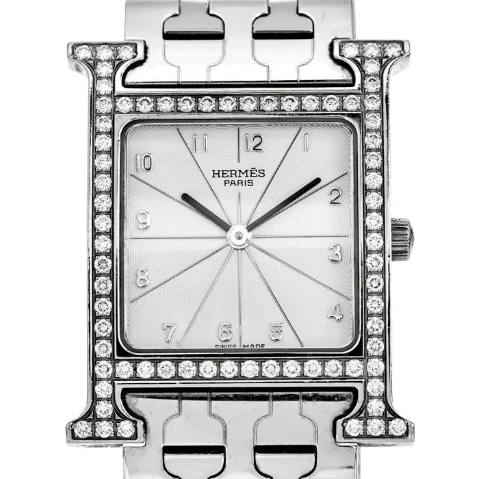 Hermes HH1.530 H Watch Diamond Bezel Stainless 35mm l Dover Jewelry
