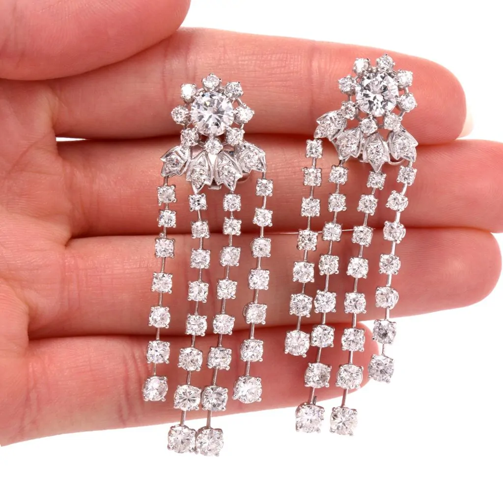 dangel drop earrings|diamond chandelier Earrings|estate
