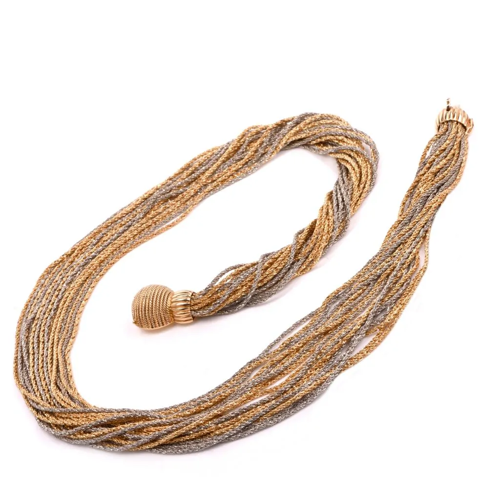 Vintage Marchisio Heavy Twisted Rope Multi Strand 18K Gold