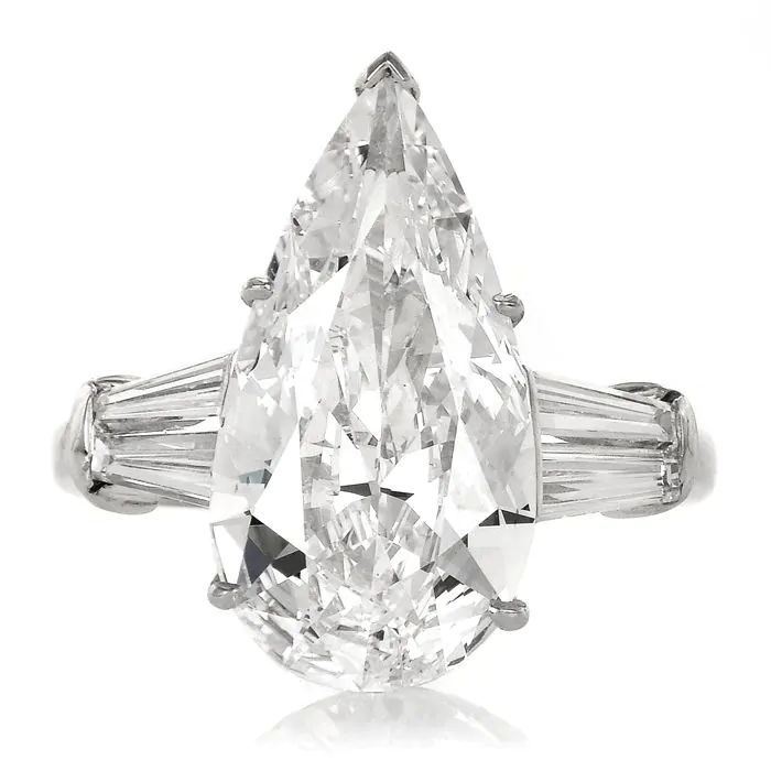 6 Carats Pear Diamond Vintage Jewelry Estate Jewelry