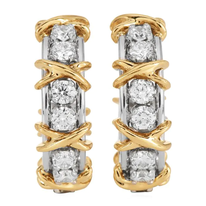 Tiffany & Co Schlumberger Twenty Stone Gold Platinum Hoop