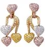 Estate GIA Fancy Natural Pink, Yellow & White Diamond  Gold Pendant Earrings