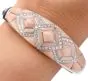 Estate Diamond Pink Coral 18K Gold Inlay Bangle Bracelet. 