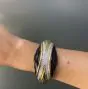 Estate Diamond Onyx 18K Gold Large Wide Bangle Bracelet