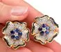 Vintage Diamond Sapphire 18K Gold Flower Motif Earrings