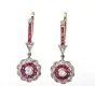 Vintage Diamond 1.60cts  Ruby 18K Gold Flower Earrings |dover Jewelry|