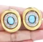 Estate Diamond 4.90ct Turquoise 18K Gold Elegant Large Earrings 