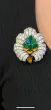 Buccellati Vintage Emerald diamond 18k Gold Flower Brooch Pin