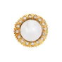 Estate Sunflower Diamond Pearl 18k Gold Clip-on Stud Earrings