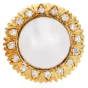 Estate Sunflower Diamond Pearl 18k Gold Clip-on Stud Earrings
