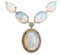 Estate 83.15 carats Opal Diamond 14K Gold Cabochon Drop Necklace