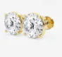 GIA 3.02cttw Diamond 14K Yellow Gold Screwback Stud Earrings