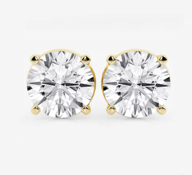 GIA 3.02cttw Diamond 14K Yellow Gold Screwback Stud Earrings
