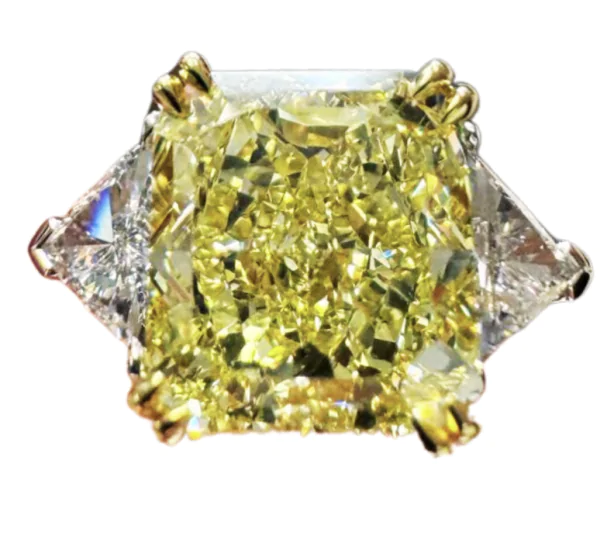 GIA 7.09cts Fancy Yellow Diamond Platinum Engagement Ring