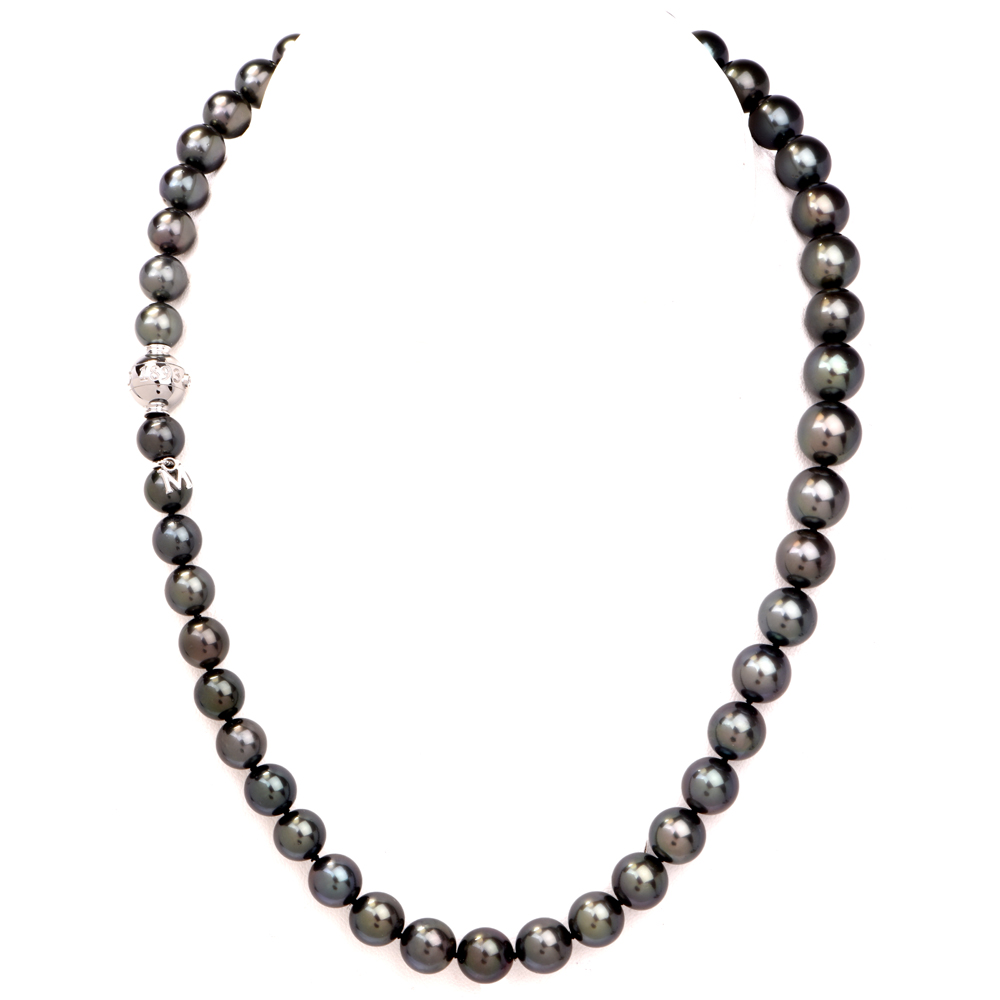 Black White Pearl Necklace  Vintage Black Pearl Necklace - Pearl